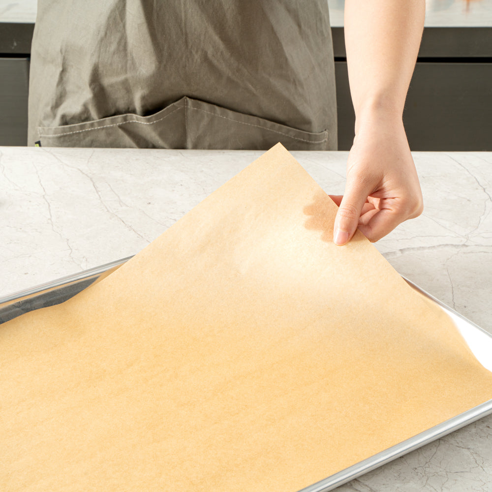 Pastry Tek Unbleached Parchment Paper Half Size Sheet Pan Liner - Silicone Coated - 12" x 16" - 200 count box