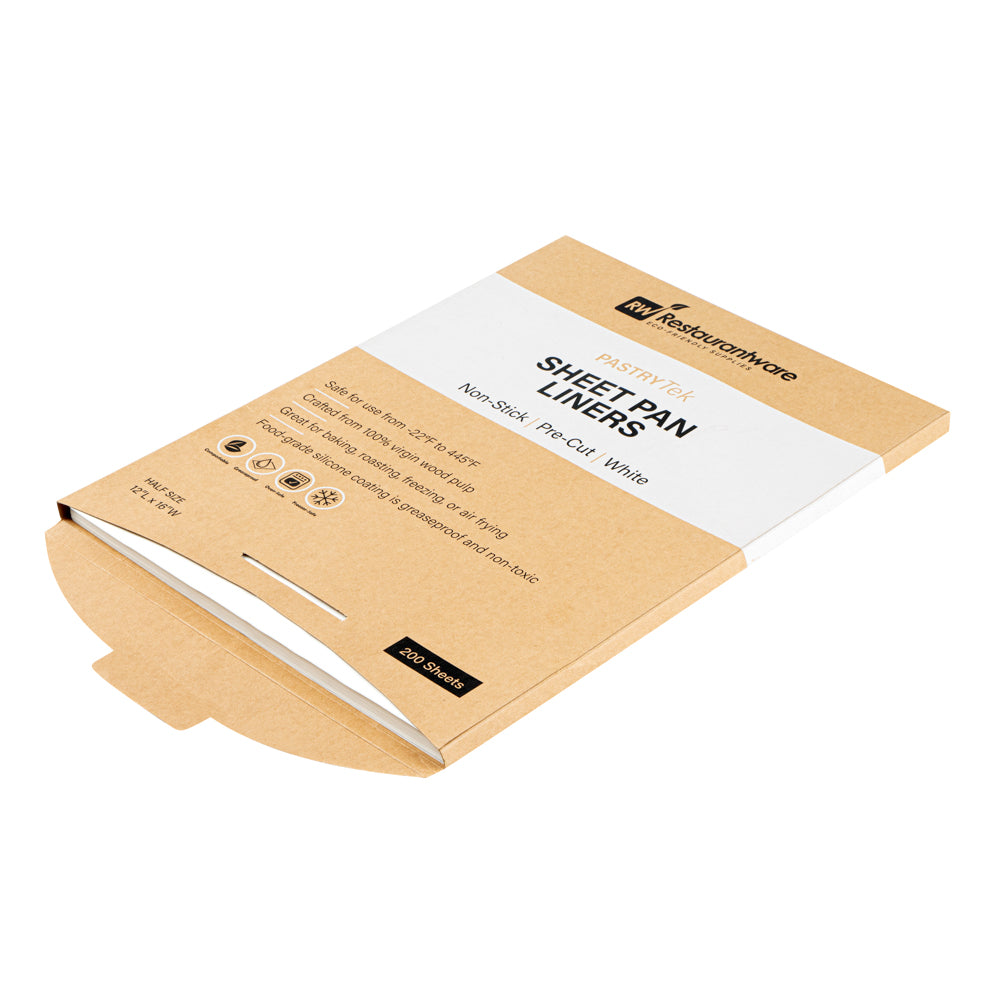 Pastry Tek White Parchment Paper Half Size Sheet Pan Liner - Silicone Coated - 12" x 16" - 200 count box