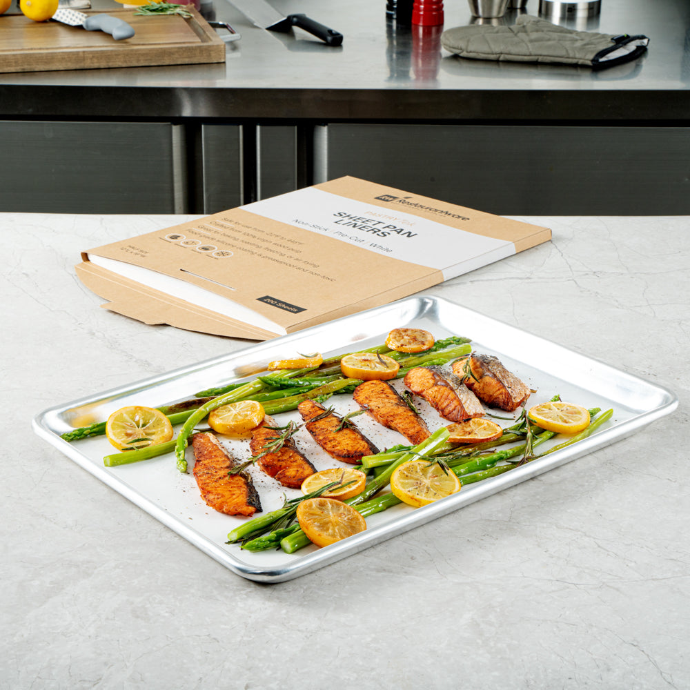 Pastry Tek White Parchment Paper Half Size Sheet Pan Liner - Silicone Coated - 12" x 16" - 1000 count box