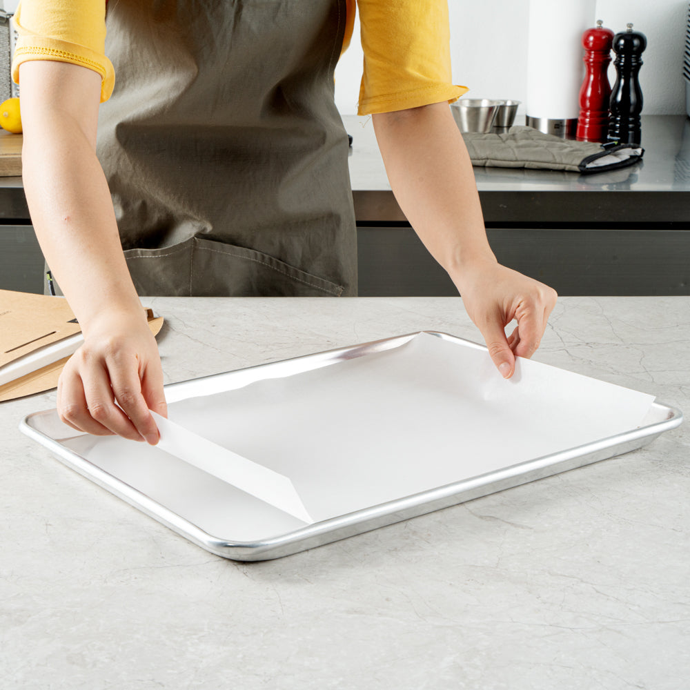 Pastry Tek White Parchment Paper Half Size Sheet Pan Liner - Silicone Coated - 12" x 16" - 1000 count box