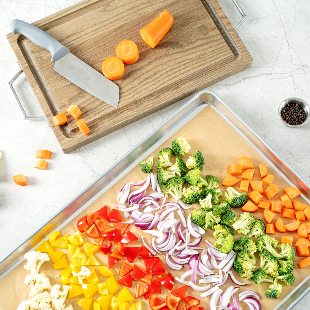 Pastry Tek Unbleached Parchment Paper Full Size Sheet Pan Liner - Silicone Coated, Compostable - 16" x 24" - 200 count box