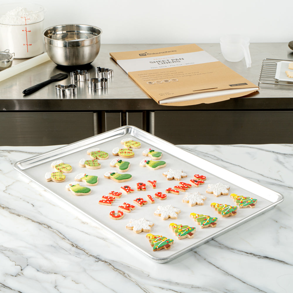 Pastry Tek White Parchment Paper Full Size Sheet Pan Liner - Silicone Coated, Compostable - 16" x 24" - 200 count box