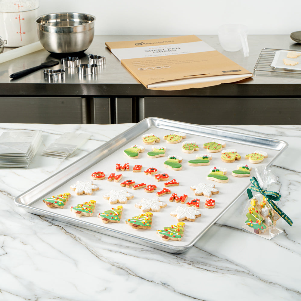 Pastry Tek White Parchment Paper Full Size Sheet Pan Liner - Silicone Coated, Compostable - 16" x 24" - 200 count box