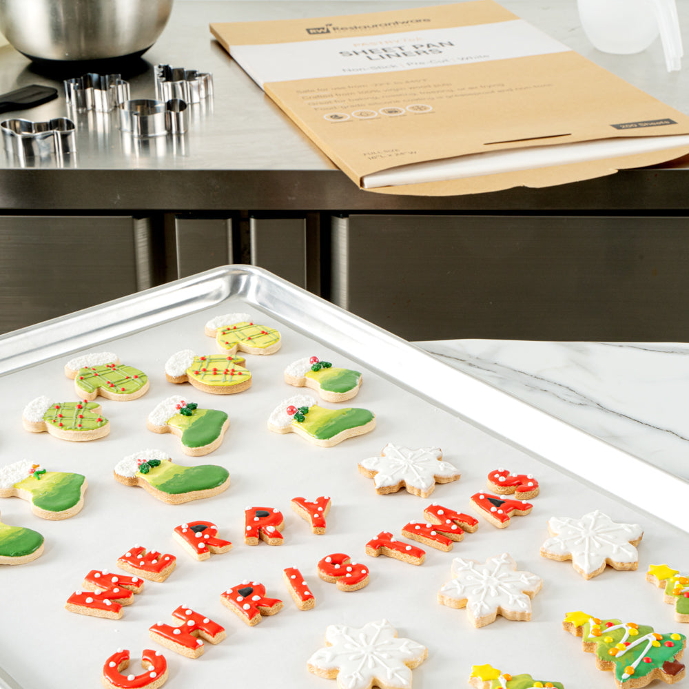 Pastry Tek White Parchment Paper Full Size Sheet Pan Liner - Silicone Coated, Compostable - 16" x 24" - 200 count box