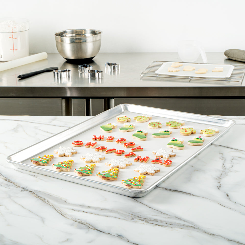 Pastry Tek White Parchment Paper Full Size Sheet Pan Liner - Silicone Coated, Compostable - 16" x 24" - 200 count box