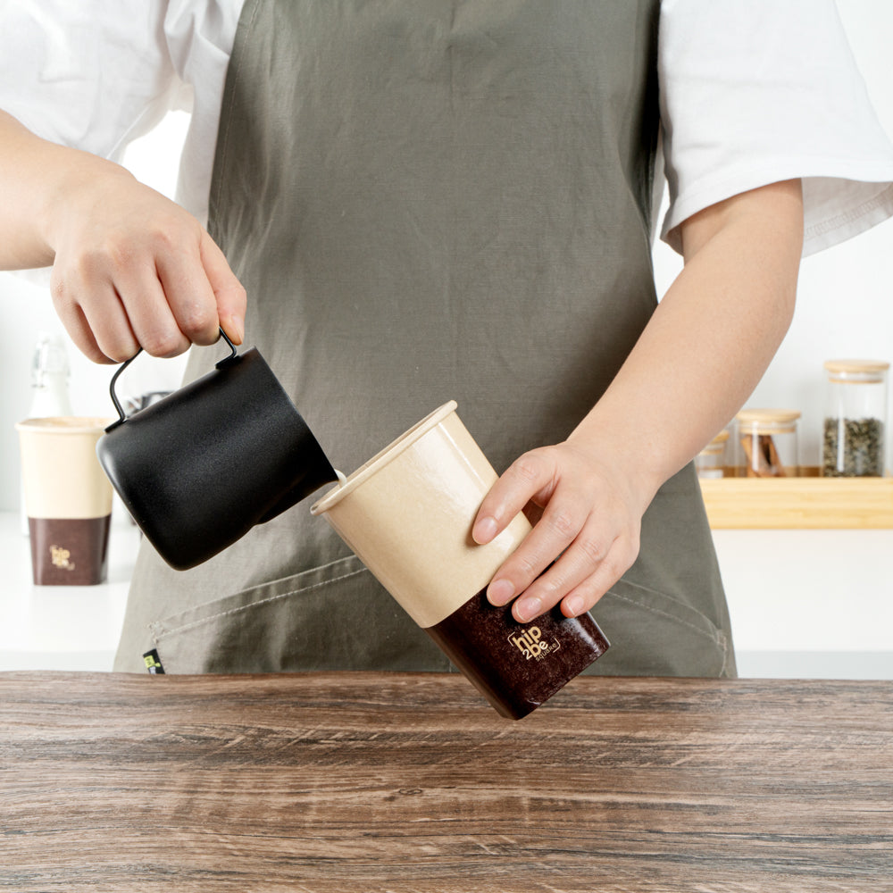 Hip 2 Be Square 16 oz Kraft and Brown Paper Hot / Cold Drinking Cup - Single Wall - 3 1/4" x 3 1/4" x 5 1/2" - 500 count box