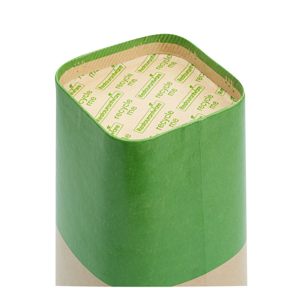 Hip 2 Be Square 16 oz Kraft and Green Paper Hot / Cold Drinking Cup - Single Wall - 3 1/4" x 3 1/4" x 5 1/2" - 25 count box