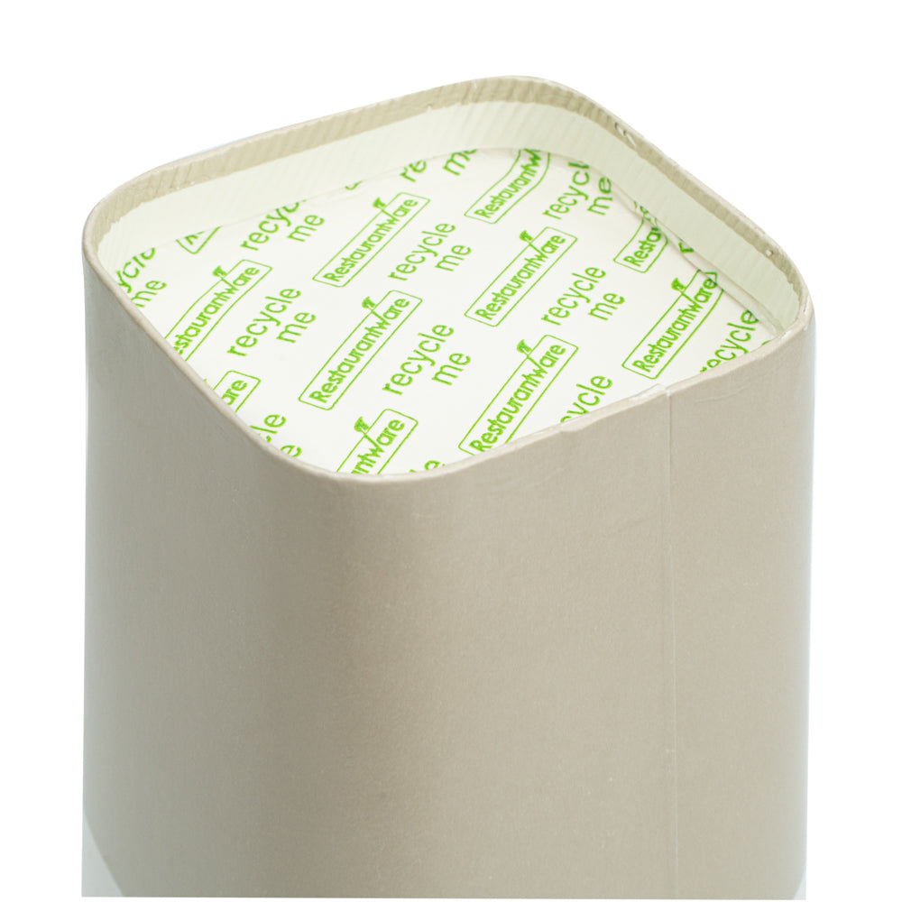 Hip 2 Be Square 16 oz White and Taupe Paper Hot / Cold Drinking Cup - Single Wall - 3 1/4" x 3 1/4" x 5 1/2" - 25 count box