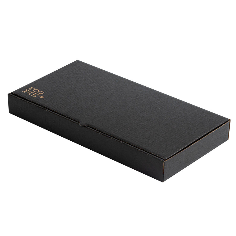 Eco Pie Kraft and Black Paper Corrugated Flatbread Box - 14" x 7" x 1 1/2" - 50 count box