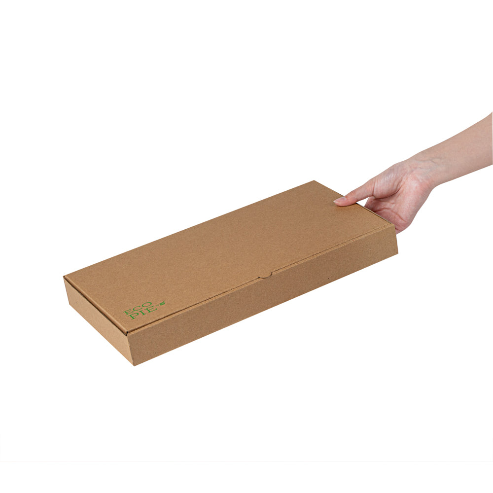 Eco Pie Kraft Paper Corrugated Flatbread Box - 14" x 7" x 1 1/2" - 50 count box