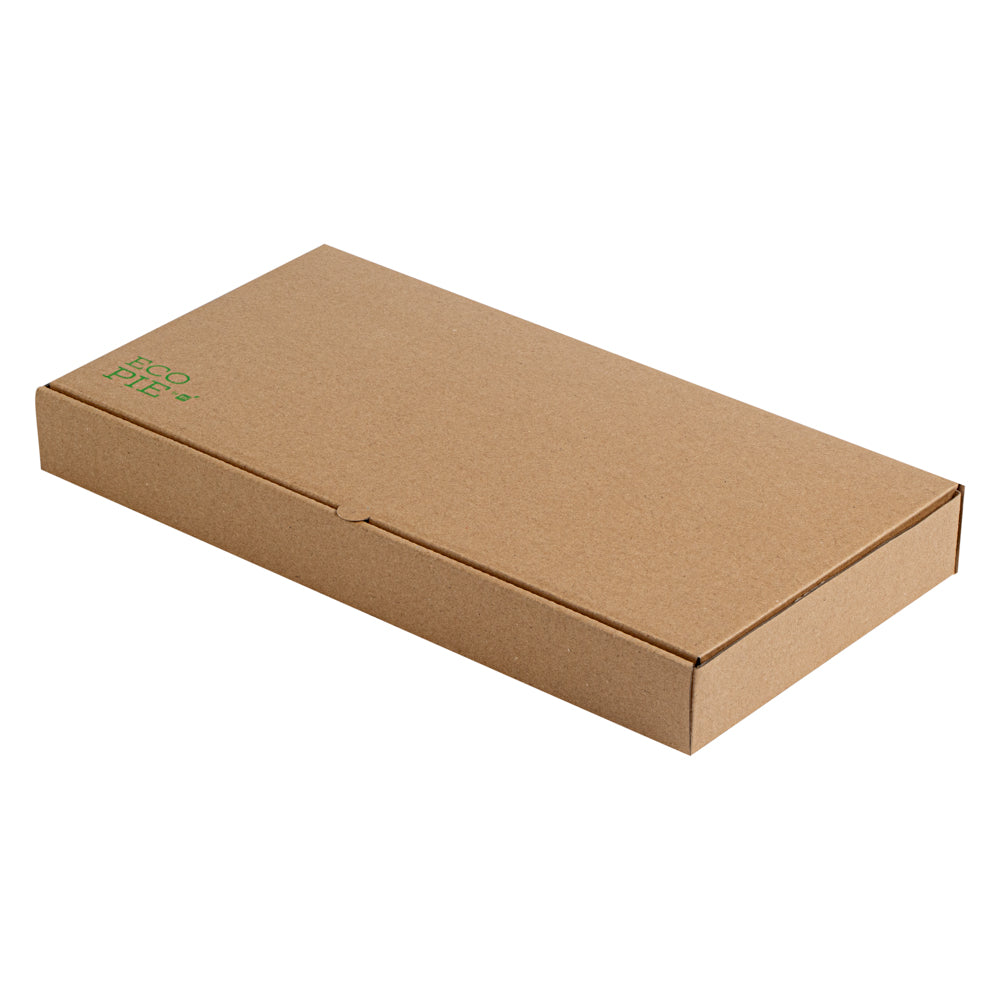 Eco Pie Kraft Paper Corrugated Flatbread Box - 14" x 7" x 1 1/2" - 50 count box