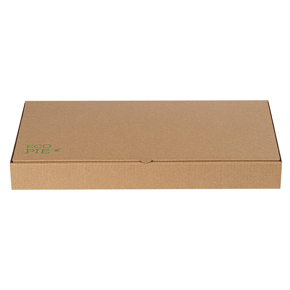 Eco Pie Kraft Paper Corrugated Flatbread Box - 14" x 7" x 1 1/2" - 50 count box