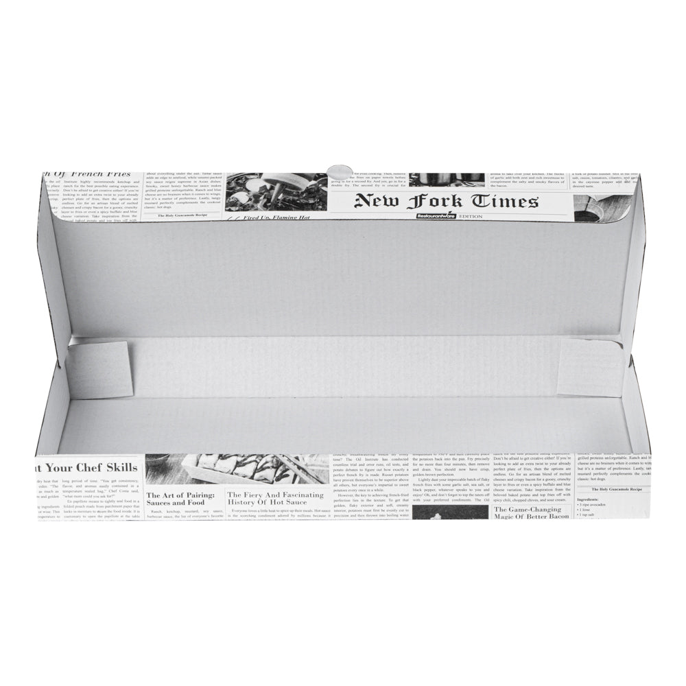 Eco Pie Newsprint and White Paper Corrugated Flatbread Box - 14" x 7" x 1 1/2" - 50 count box