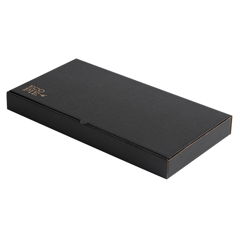 Eco Pie Kraft and Black Paper Corrugated Flatbread Box - 16" x 8" x 1 1/2" - 50 count box