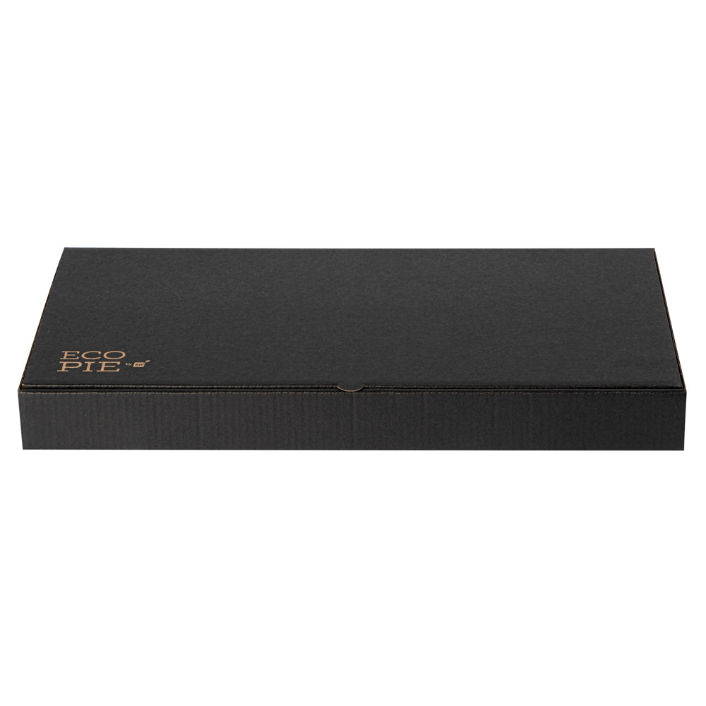 Eco Pie Kraft and Black Paper Corrugated Flatbread Box - 16" x 8" x 1 1/2" - 50 count box