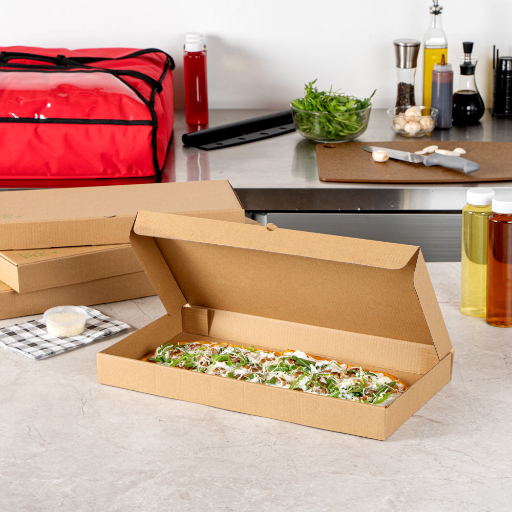 Eco Pie Kraft Paper Corrugated Flatbread Box - 16" x 8" x 1 1/2" - 50 count box