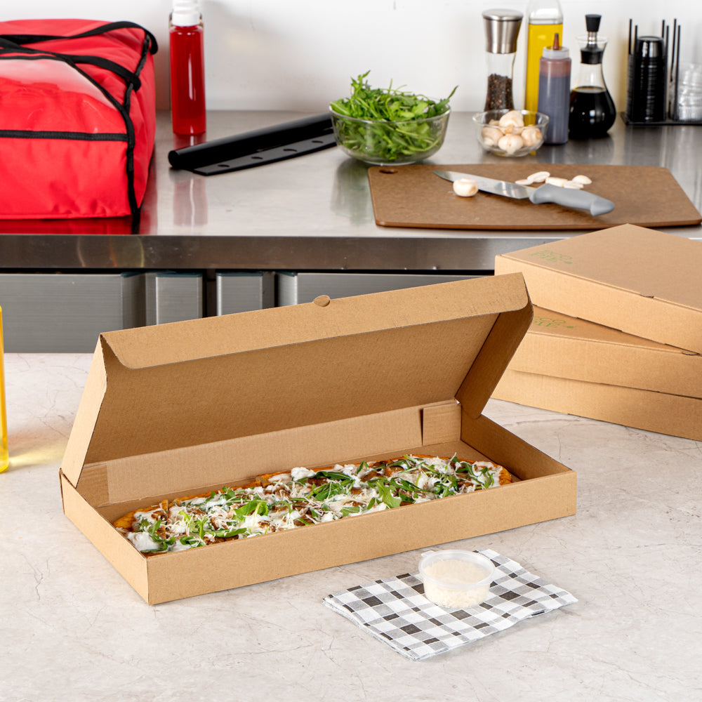 Eco Pie Kraft Paper Corrugated Flatbread Box - 16" x 8" x 1 1/2" - 50 count box