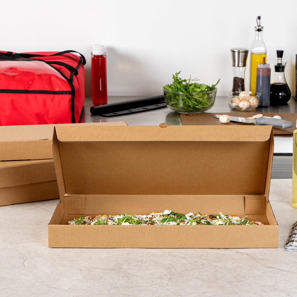 Eco Pie Kraft Paper Corrugated Flatbread Box - 16" x 8" x 1 1/2" - 50 count box