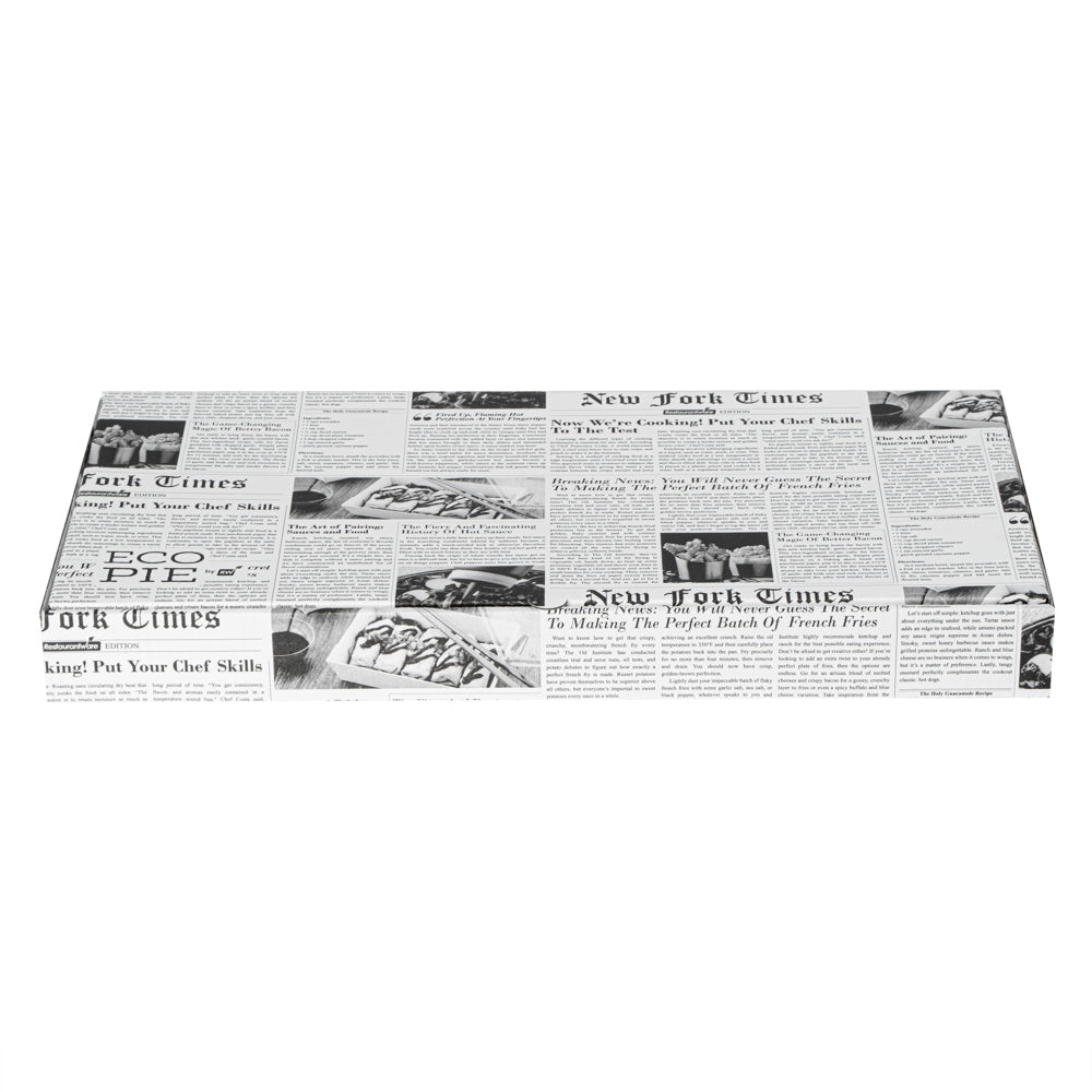 Eco Pie Newsprint and White Paper Corrugated Flatbread Box - 16" x 8" x 1 1/2" - 50 count box