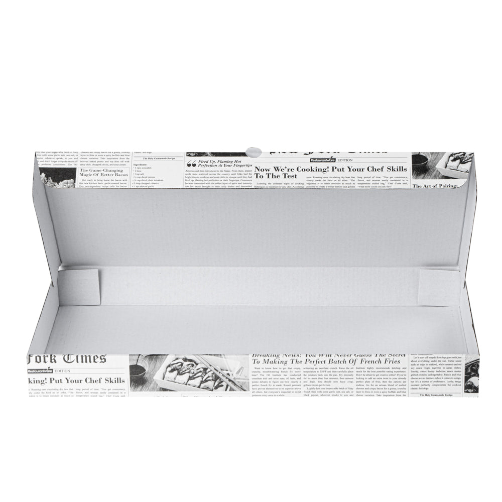 Eco Pie Newsprint and White Paper Corrugated Flatbread Box - 16" x 8" x 1 1/2" - 50 count box