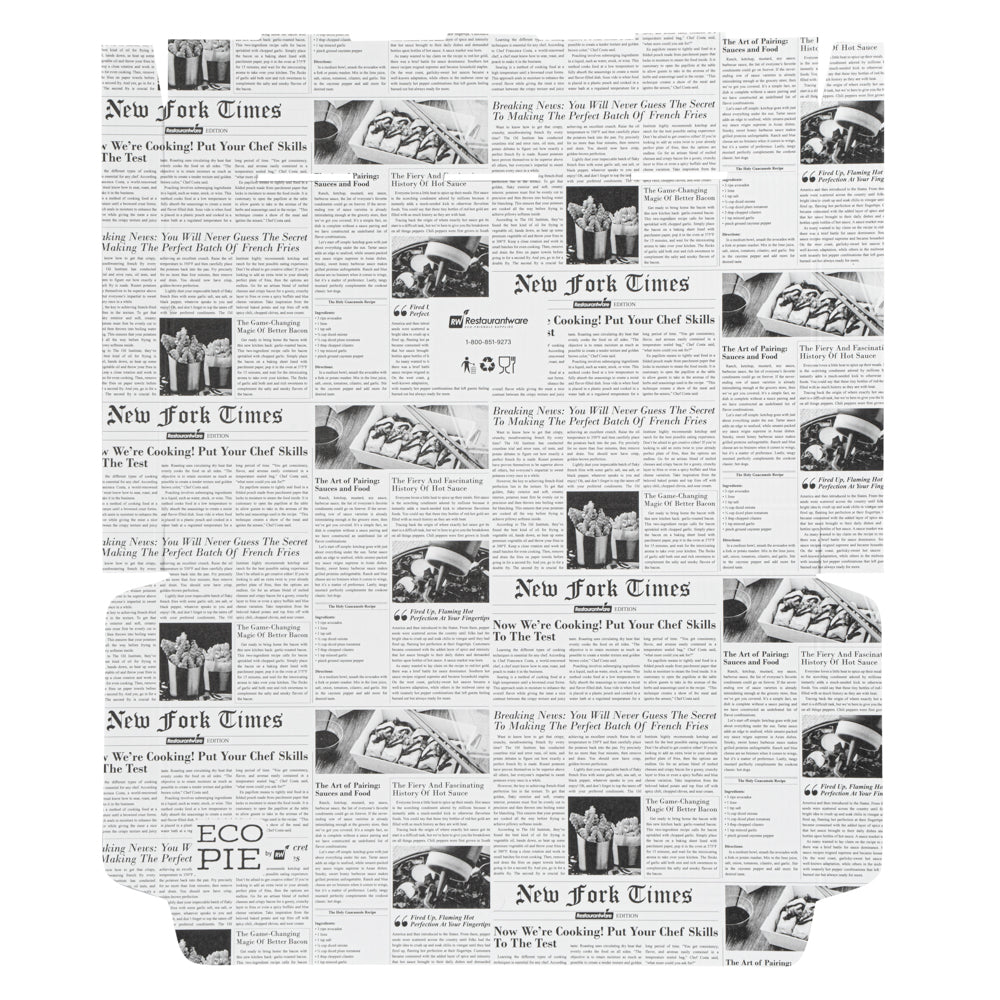 Eco Pie Newsprint and White Paper Corrugated Flatbread Box - 16" x 8" x 1 1/2" - 50 count box