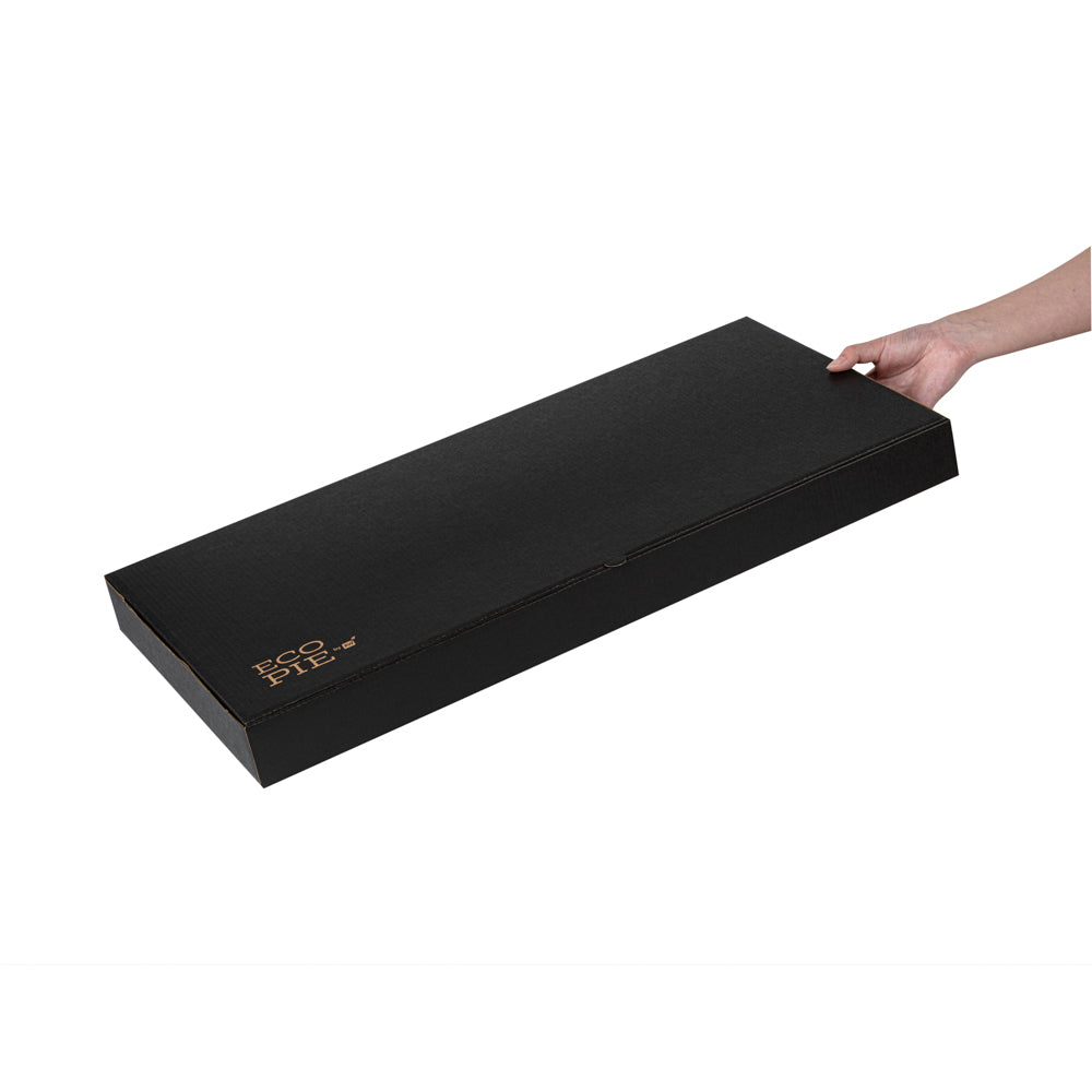 Eco Pie Kraft and Black Paper Corrugated Flatbread Box - 24" x 8" x 2" - 50 count box