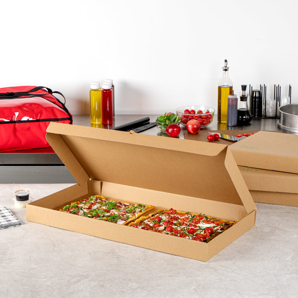Eco Pie Kraft Paper Corrugated Flatbread Box - 24" x 8" x 2" - 50 count box