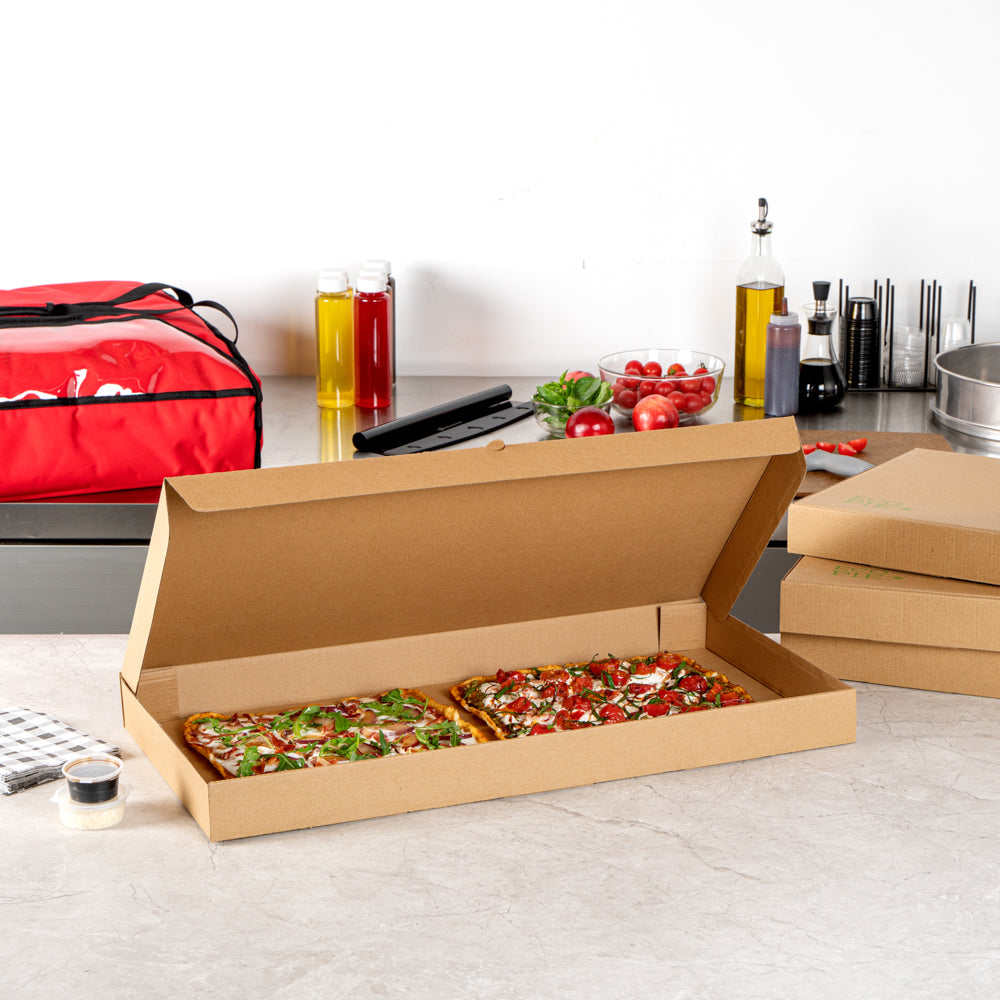 Eco Pie Kraft Paper Corrugated Flatbread Box - 24" x 8" x 2" - 50 count box
