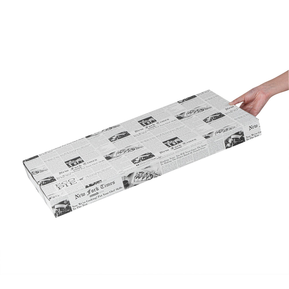 Eco Pie Newsprint and White Paper Corrugated Flatbread Box - 24" x 8" x 2" - 50 count box