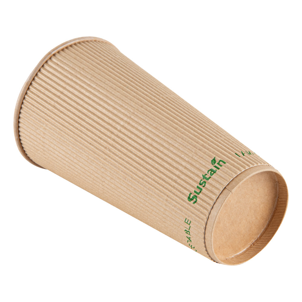 Sustain 20 oz Kraft Paper Coffee Cup - PLA Lining, Compostable, Ripple Wall - 3 1/2" x 3 1/2" x 6 1/4" - 10 count box