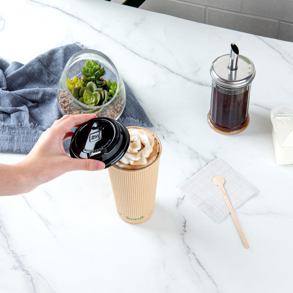 Sustain 20 oz Kraft Paper Coffee Cup - PLA Lining, Compostable, Ripple Wall - 3 1/2" x 3 1/2" x 6 1/4" - 250 count box