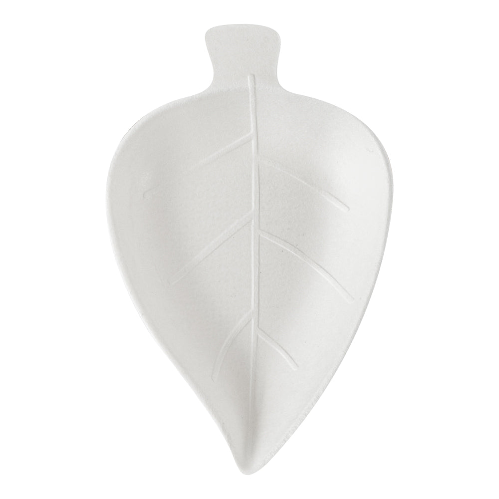 Pulp Safe No PFAS Added White Sugarcane / Bagasse Leaf Tasting Dish - Home Compostable - 3 3/4" x 2 1/4" x 1/2" - 100 count box