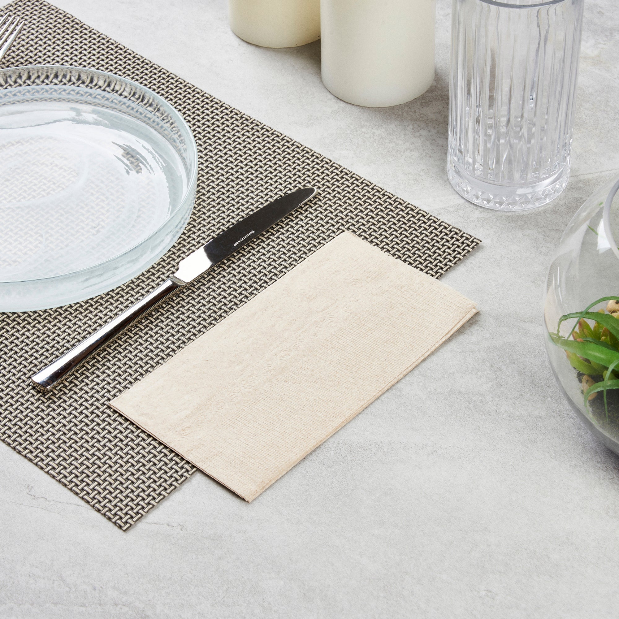Saving Nature Rectangle Kraft Paper Dinner Napkin - 2-Ply - 17" x 15" - 150 count box