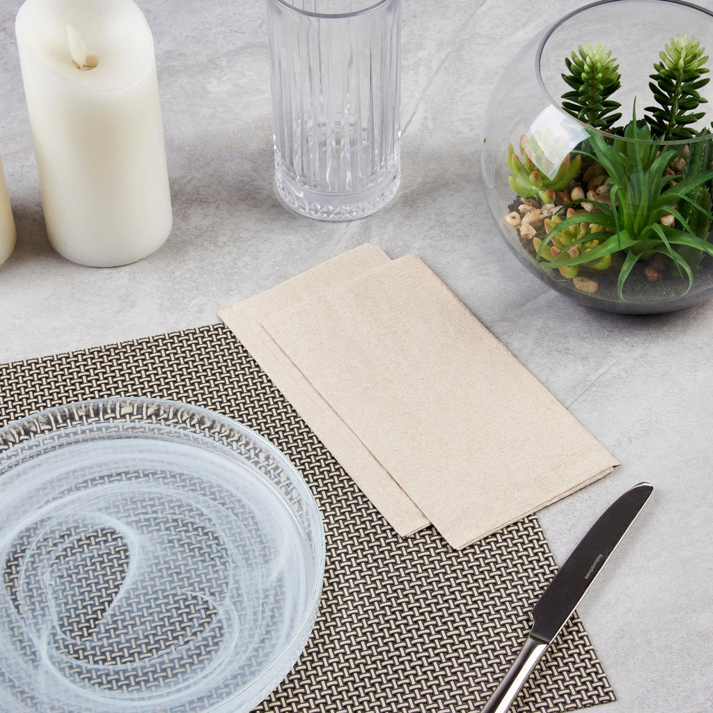 Saving Nature Rectangle Kraft Paper Dinner Napkin - 2-Ply - 17" x 15" - 150 count box