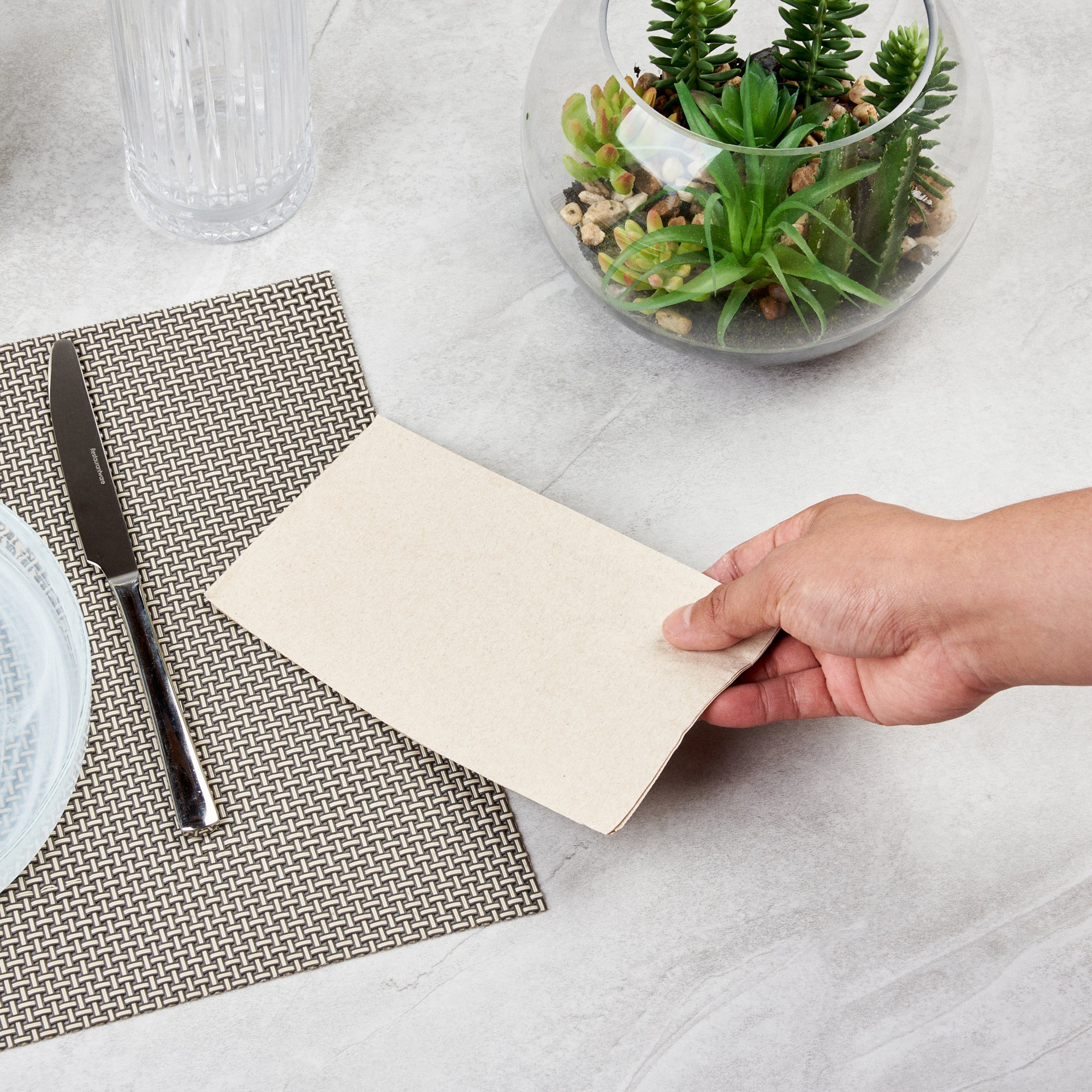 Saving Nature Rectangle Kraft Paper Dinner Napkin - 2-Ply - 17" x 15" - 3000 count box