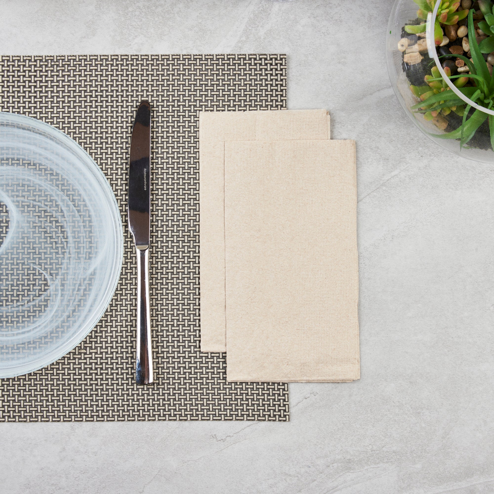 Saving Nature Rectangle Kraft Paper Dinner Napkin - 2-Ply - 17" x 15" - 3000 count box