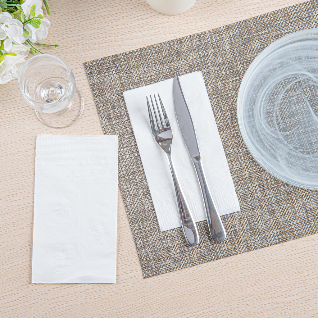 Saving Nature Rectangle White Paper Dinner Napkin - 2-Ply - 17" x 15" - 150 count box