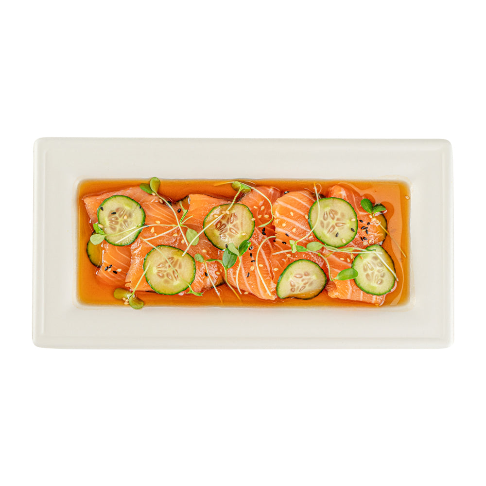 Pulp Safe No PFAS Added Rectangle White Sugarcane / Bagasse Plate - Home Compostable - 10" x 5" x 1/2" - 100 count box