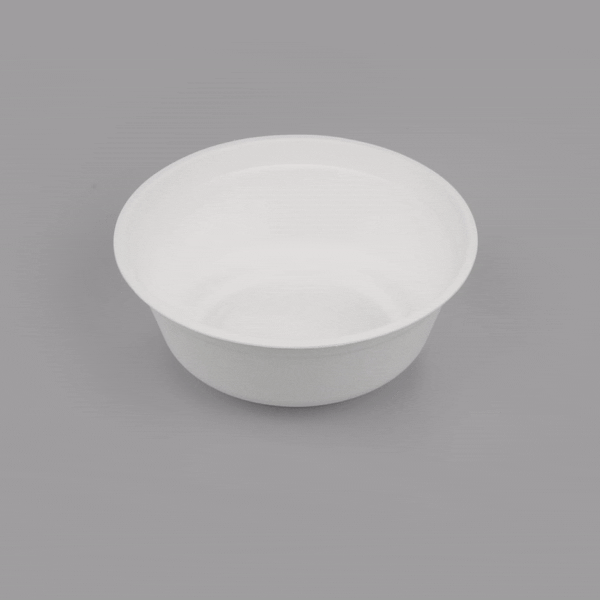 Pulp Safe No PFAS Added 32 oz Round White Sugarcane / Bagasse Salad Bowl - Home Compostable - 7" x 7" x 2 3/4" - 100 count box