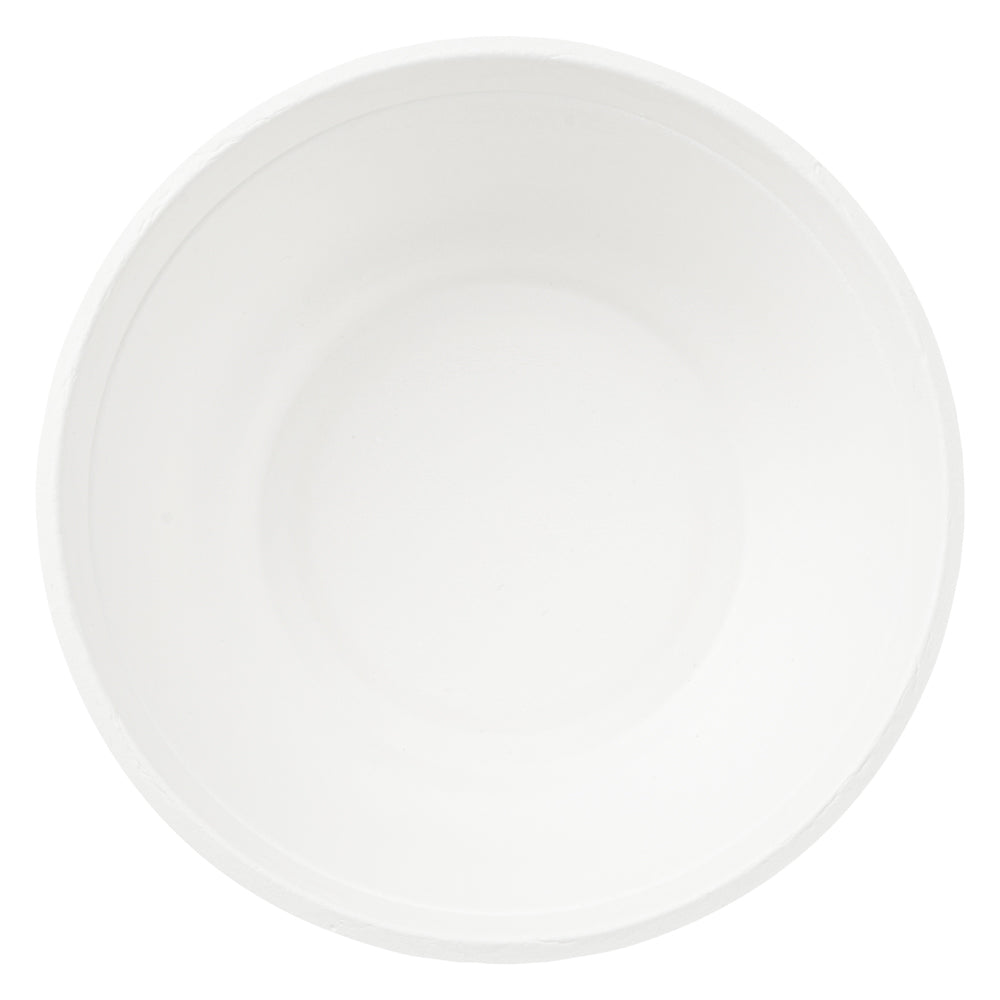 Pulp Safe No PFAS Added 32 oz Round White Sugarcane / Bagasse Salad Bowl - Home Compostable - 7" x 7" x 2 3/4" - 100 count box