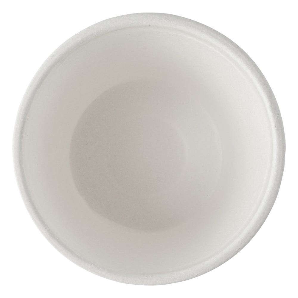 Pulp Safe No PFAS Added 15 oz Round White Sugarcane / Bagasse Soup Cup - Home Compostable - 4" x 4" x 3 1/4" - 100 count box