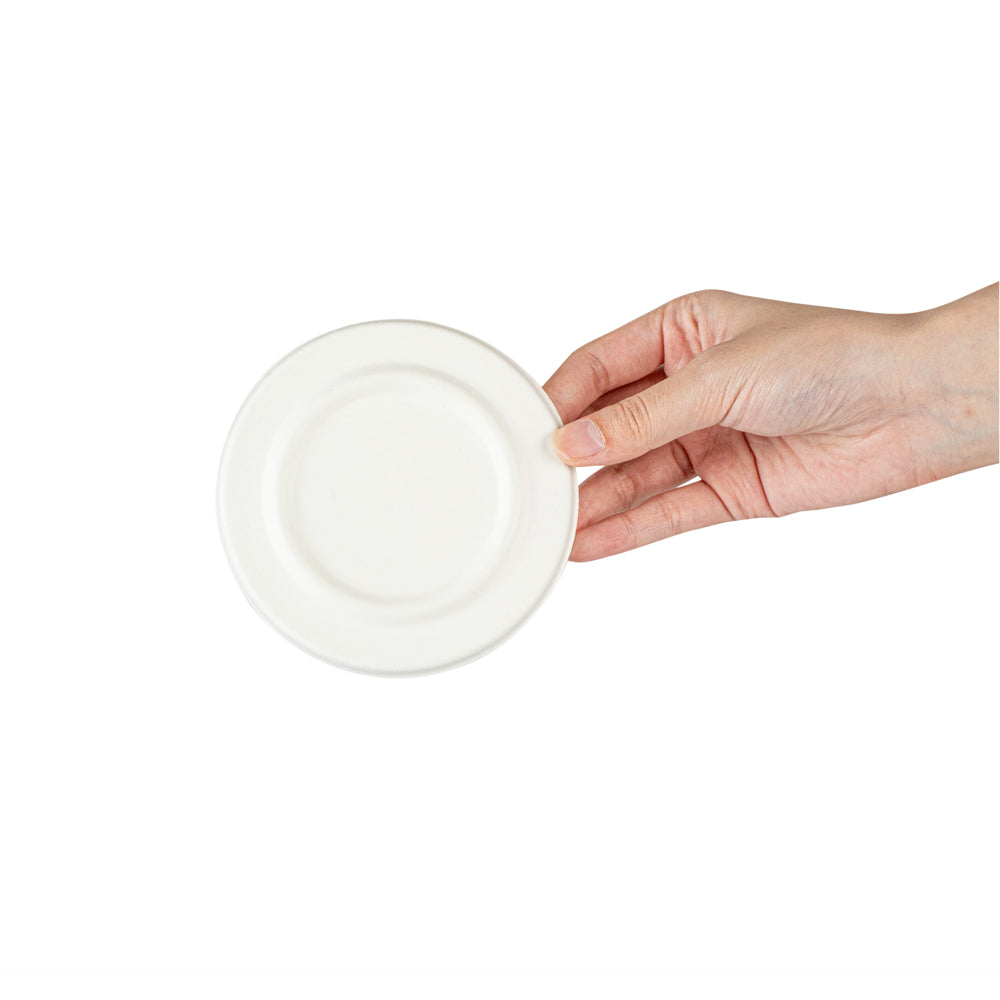 Pulp Safe No PFAS Added Round White Sugarcane / Bagasse Lid - Home Compostable, Fits 15 oz Soup Cup - 100 count box