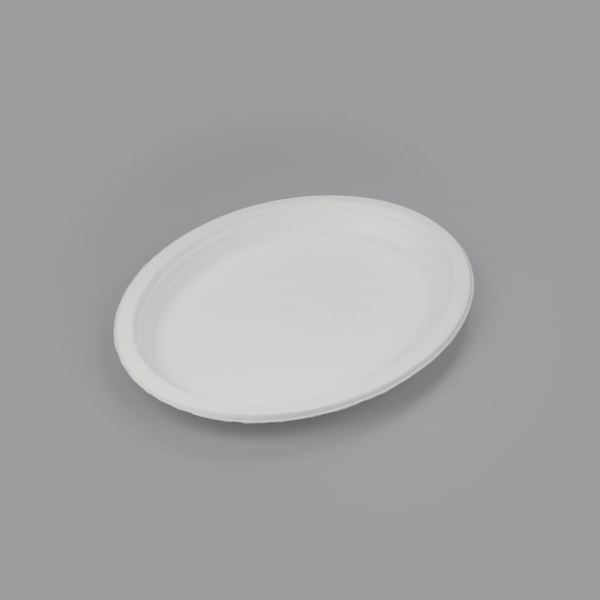 Pulp Safe No PFAS Added Oval White Sugarcane / Bagasse Large Plate - Home Compostable - 12 1/2" x 10" x 1" - 100 count box