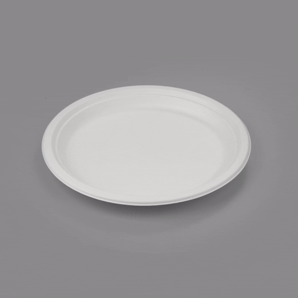 Pulp Safe No PFAS Added Round White Sugarcane / Bagasse Extra Large Plate - Home Compostable - 11 3/4" x 11 3/4" x 1" - 100 count box