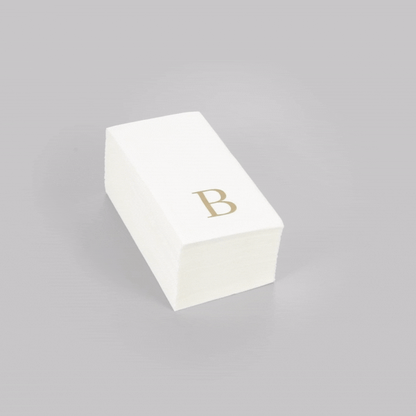 Luxenap Rectangle Gold Letter B White Paper Linen-Feel Guest Towel / Napkin - Air Laid, Sans Serif Font - 15 3/4" x 8" - 50 count box