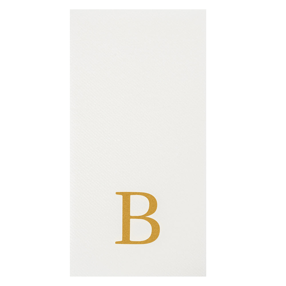 Luxenap Rectangle Gold Letter B White Paper Linen-Feel Guest Towel / Napkin - Air Laid, Sans Serif Font - 15 3/4" x 8" - 50 count box