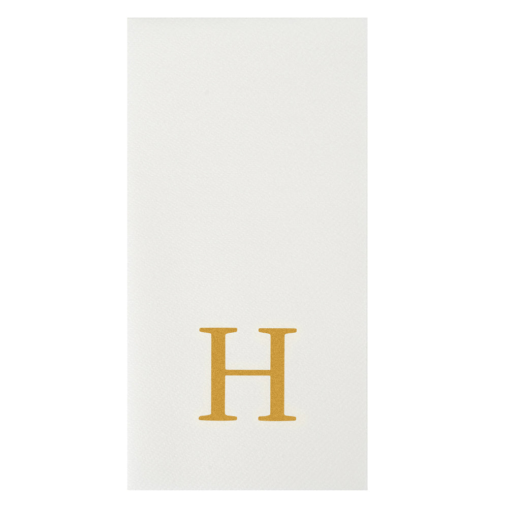 Luxenap Rectangle Gold Letter H White Paper Linen-Feel Guest Towel / Napkin - Air Laid, Sans Serif Font - 15 3/4" x 8" - 2000 count box