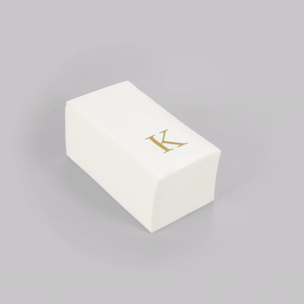 Luxenap Rectangle Gold Letter K White Paper Linen-Feel Guest Towel / Napkin - Air Laid, Sans Serif Font - 15 3/4" x 8" - 2000 count box