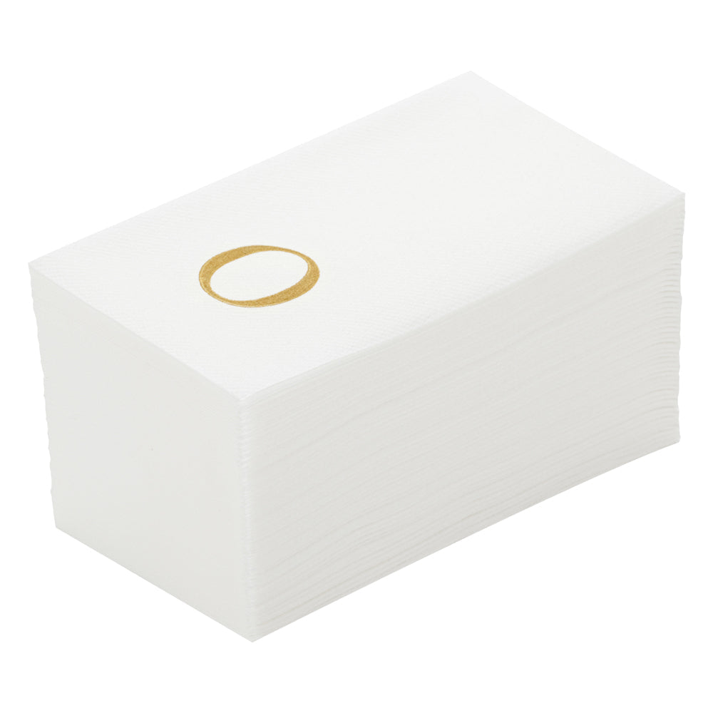 Luxenap Rectangle Gold Letter O White Paper Linen-Feel Guest Towel / Napkin - Air Laid, Sans Serif Font - 15 3/4" x 8" - 2000 count box