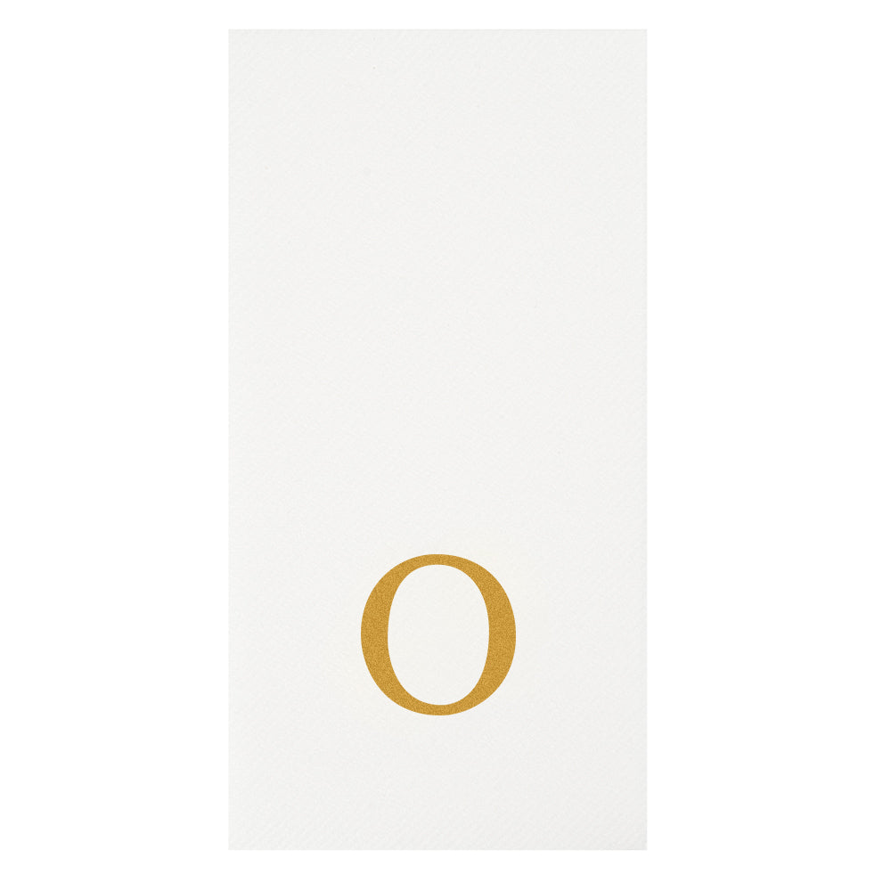Luxenap Rectangle Gold Letter O White Paper Linen-Feel Guest Towel / Napkin - Air Laid, Sans Serif Font - 15 3/4" x 8" - 50 count box